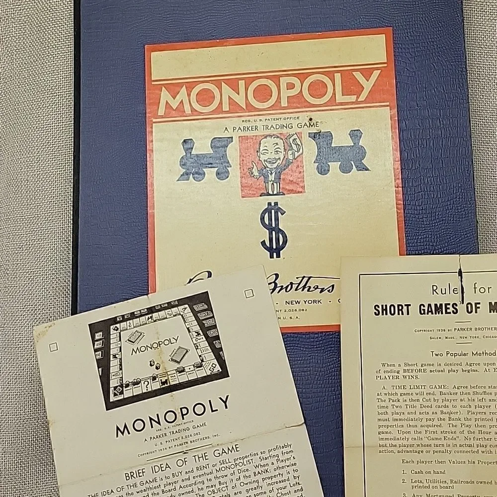 VINTAGE‎ 1935-1937 MONOPOLY BOARD GAME - PARKER BROTHERS INC